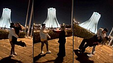 Mladý íránský pár Astijáz Haghighová (21) a Amír Mohammad Ahmadí (22) tančí...