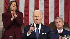 Americký prezident Joe Biden b�hem projevu o stavu Unie