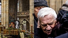Pohřeb Juraje Jakubiska. Václav Klaus a vdova Deana.
