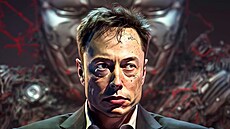 Ilustrace, kterou vytvořil model Midjourney na téma Miliardář Elon Musk se...