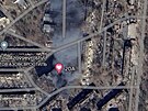 Mariupol na Google Maps: hoící dm jednoho z voják bránících msto.