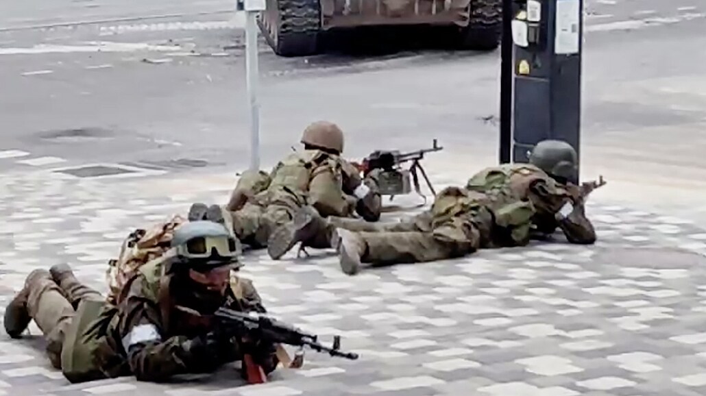 Vojáci Wagnerovy skupiny v Rostovu (24. ervna 2023).