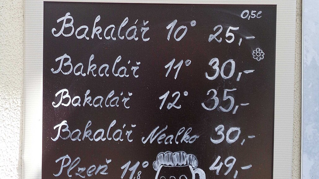 Vývska pivovaru Bakalá u jedné restaurace ped rokem. Tebsín, kvten 2022.