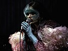Islandská zpvaka Björk a její spoluhrái bhem vídeské zastávky turné...