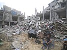 Následky izraelského útoku v Pásmu Gazy.