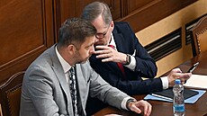 Vít Rakušan a Petr Fiala ve sněmovně (17.10.2023).