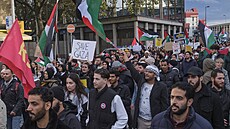 Demonstrace Palestinc proti bombardování Gazy v Kolín nad Rýnem. (29. íjna...