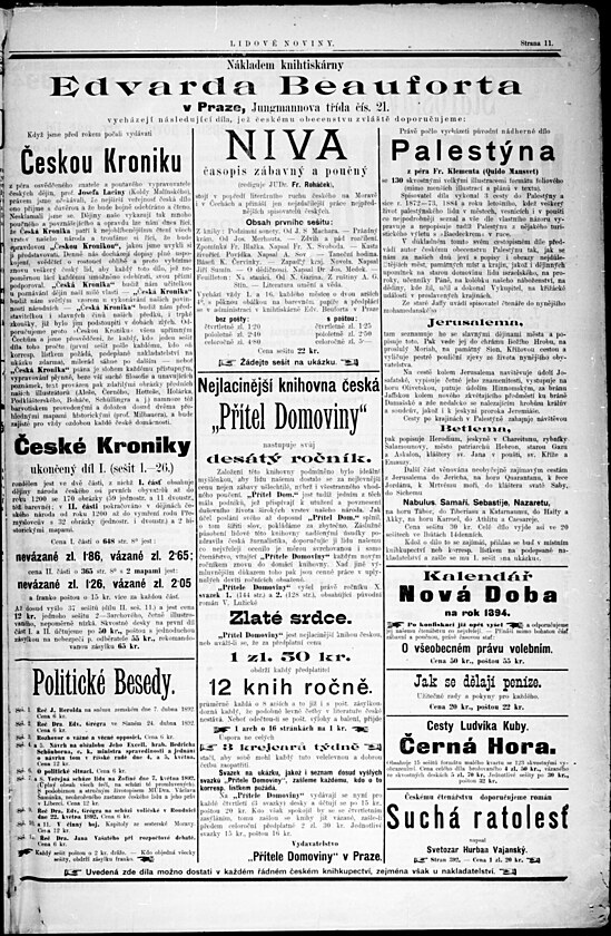 Prvn slo Lidovch novin z 16. 12. 1893