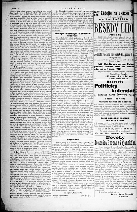 Prvn slo Lidovch novin z 16. 12. 1893