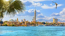 Pohled na Burdž al-Káhira z řeky Nil