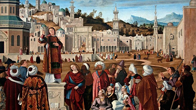 Vittore Carpaccio: Kázání sv. tpána (1514)