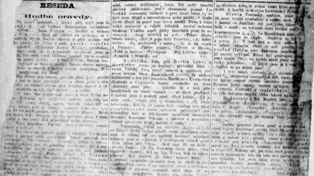 lnek Leoe Janka Hudba pravdy vyel na tituln stran prvnho vydn Lidovch novin 16. prosince 1893