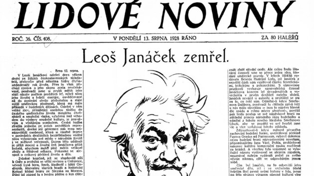 Jankv nekrolog byl to jedin, co na titulce Lidovek vylo 13. srpna 1928
