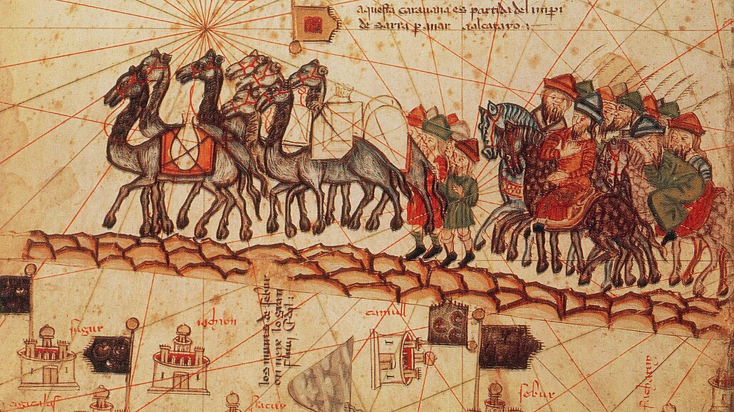 Karavana Marca Pola na ilustraci z roku cca 1375