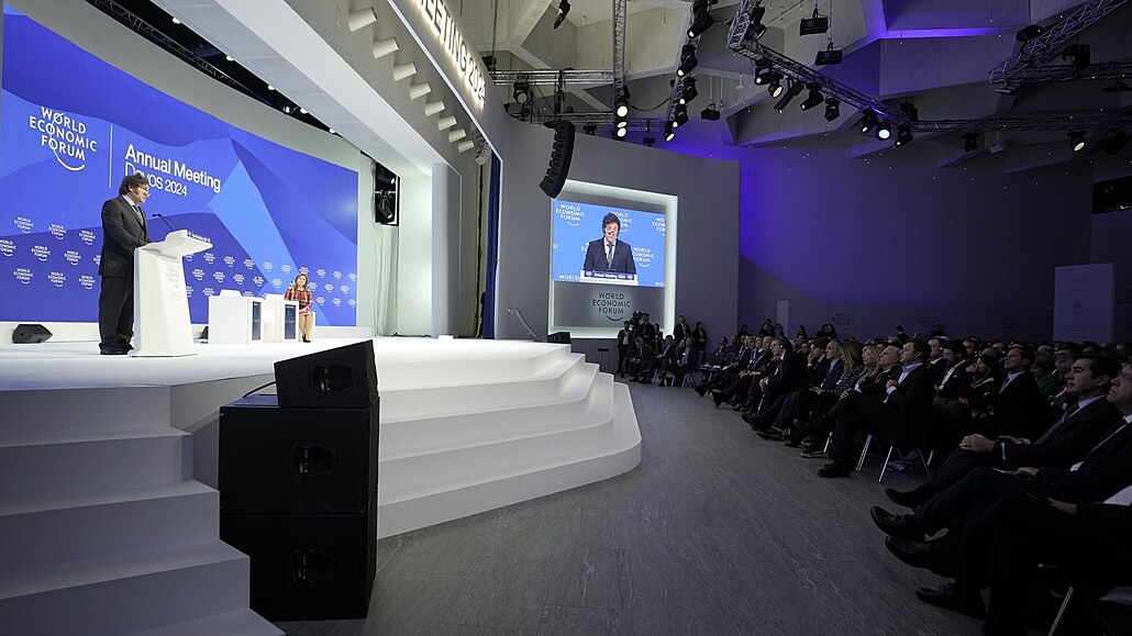 Svtové ekonomické fórum v Davosu, na snímku argentinský prezident Javier Milei.
