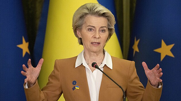 Pedsedkyn Evropské komise Ursula von der Leyenová v Kyjev, 2. února 2023.