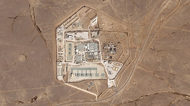 Americká základna Tower 22 na severovýchod Jordánska u hranice se Sýrií, na...