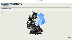 Mapa Nmecka: volební preference Nmc, únor 2024