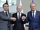 Emmanuel Macron, Olaf Scholz a Donald Tusk
