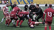 Utkání ragbyové Extraligy 2023 RC Tatra Smíchov vs. RC Slavia Praha na Stadiónu...