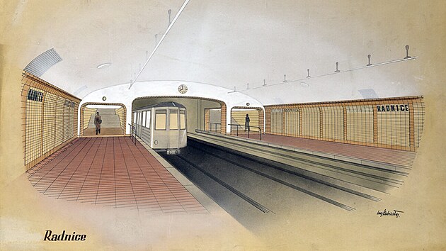 Vize stanice metra Radnice (zhruba u dnení Staromstské) z roku 1941....