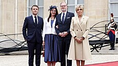 Emmanuel Macron, Jana Fialová, Petr Fiala a Brigitte Macronová (zleva) na...