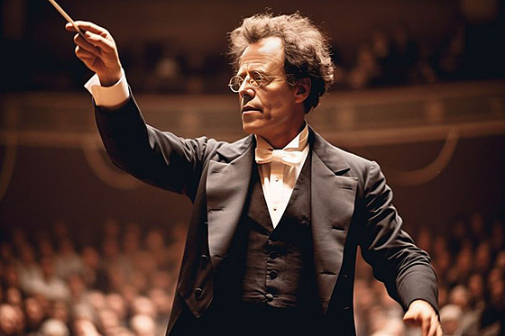 Gustav Mahler p�i dirigování své Sedmé symfonie p�ed 116 lety, jak si ho...