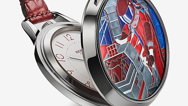 Hermès, limitovan� edice t�� kapesn�ch hodinek Slim d�Hermès Pocket Mysterious Rider 45mm.