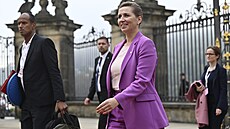 Dánská premiérka Mette Frederiksenová na Pra�ském hrad� v roce 2022.
