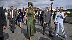 Nizozemská královna Máxima (v popředí uprostřed) a prezident Petr Pavel (v...