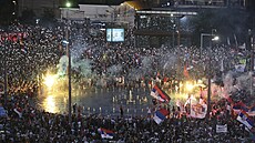 Velká protivládní demonstrace v Blehrad v Srbsku, 28. ervna 2025.