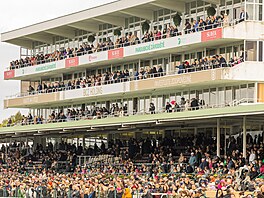 Tradin zaplnné ochozy pi nedlní Velké pardubické. Atmosféru dotváely i...