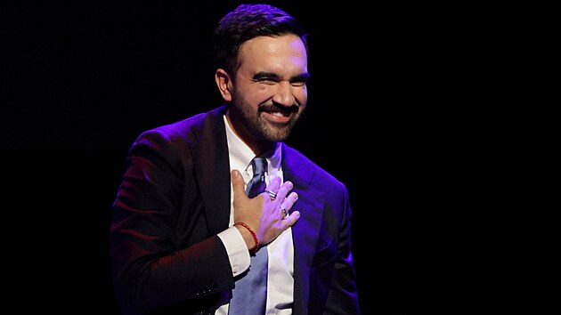 Zohran Mamdani po vtzstv ve volbch. 4, listopadu 2025.