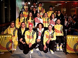 Sportovci na p�ehlídkovém molu b�hem prezentace oficiální belgické kolekce pro...