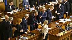 Vláda ANO, SPD a Motorist� sob� získala d�v�ru Sn�movny, kdy� ji podpo�ilo 108 poslanc� nové koalice, 15. ledna 2026.