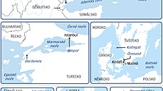 Strategické námo�ní ú�iny, pr�plavy a pr�livy