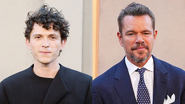 Matt Damon a Tom Holland na premié�e the Odyssey.