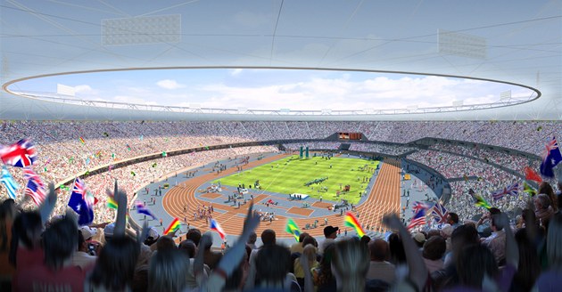 Vizualizace olympijského stadiónu pro hry v Londýn 2012.