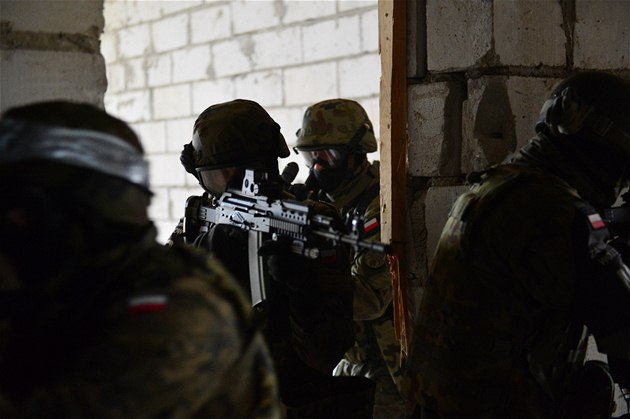 Písluníci polské vojenské policie bhem cviení Sil rychlé reakce NATO v