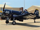 Legendrn stroj z korejsk vlky F4U-4 Corsair na leteck show na zkladn...