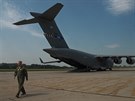 Aliann letoun C-17 Globemaster na pardubickm letiti