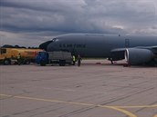 Ltajc tanker KC-135 Stratotanker na pardubickm letiti