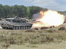 Nmeck Leopard 2A6 a ukrajinsk T-64B bhem zvodu Tank Challenge v Bavorsku