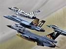 Spolen let vlajkovch letoun tygch letek z Belgie (F-16), vcarska...