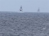 Čínské bojové lodě na cestě do Baltského moře zachycené z paluby dánské fregaty...