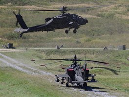Americk bojov vrtulnky AH-64 Apache na cvien Ample Strike