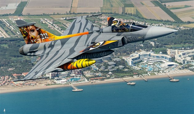 Pilot Ivo Kardo s Gripenem bhem Eurasia Airshow v Turecku