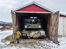 Civiln kryt pro tank Leopard bhem cvien Trident Juncture v Norsku