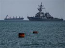 Americk torpdoborec USS Carney pobl ukrajinsk Odsy