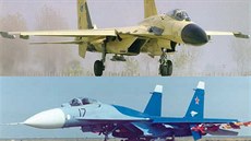 ínský letoun J-11 a ruský stroj Su-27